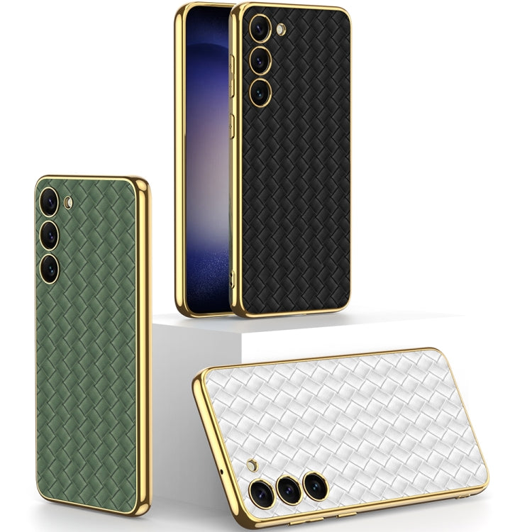 For Samsung Galaxy S23+ 5G GKK Weave Texture Electroplating PU Protective Phone Case(Green) - Galaxy S23+ 5G Cases by GKK | Online Shopping South Africa | PMC Jewellery