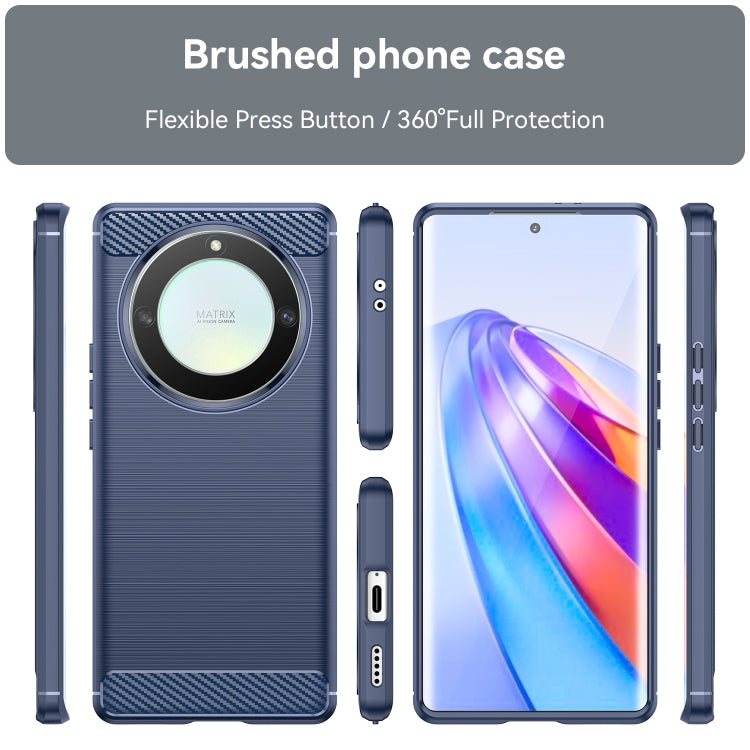 For Honor Magic5 Lite Brushed Texture Carbon Fiber TPU Phone Case(Blue) - Honor Cases by PMC TechLife | Online Shopping South Africa | PMC TechLife