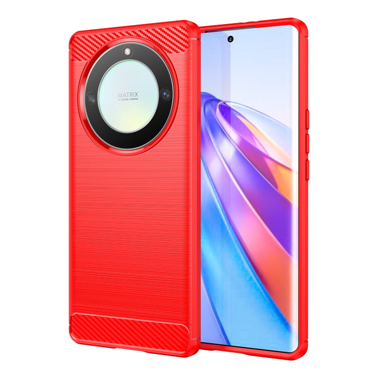 For Honor Magic5 Lite Brushed Texture Carbon Fiber TPU Phone Case(Red) - Honor Cases by PMC TechLife | Online Shopping South Africa | PMC TechLife
