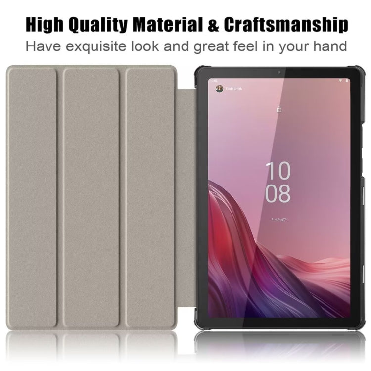 For Lenovo Tab M9 TB-310FU 3-folding Leather Smart Tablet Case(Black) - free shipping - PMC TechLife - Order now!