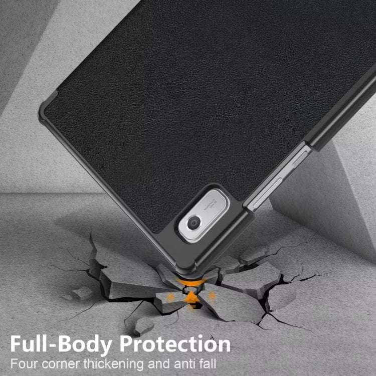 For Lenovo Tab M9 TB-310FU 3-folding Leather Smart Tablet Case(Black) - free shipping - PMC TechLife - Order now!