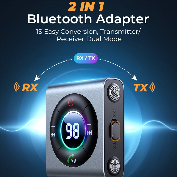 JOYROOM JR-CB2 2 in 1 Bluetooth 5.3 Car Wireless FM Transmitter Receiver(Dark Grey) - Bluetooth Car Kits by JOYROOM | Online Shopping South Africa | PMC Jewellery