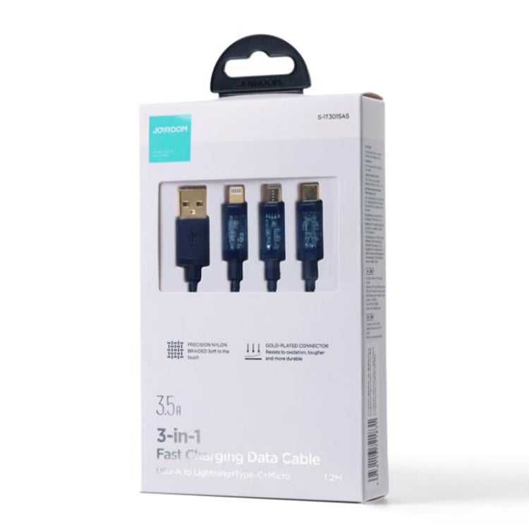 JOYROOM S-1T3015A5 1.2m 3.5A 3 in 1 USB to 8Pin + Type-C + Micro USB Fast Charging Data Cable(Black) - Multifunction Cable by JOYROOM | Online Shopping South Africa | PMC Jewellery