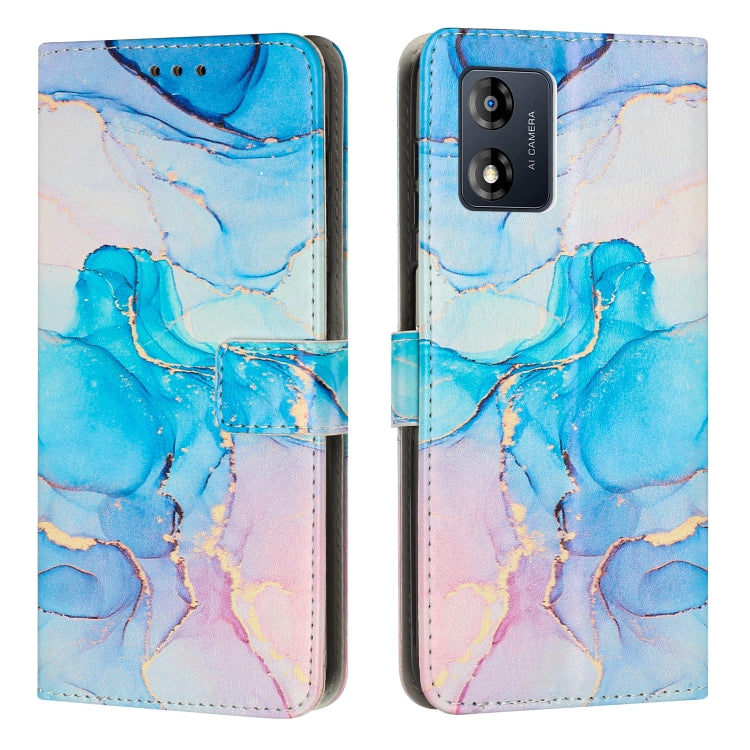 For Motorola Moto E13 Painted Marble Pattern Leather Phone Case(Pink Green) - free shipping - PMC TechLife - Order now!