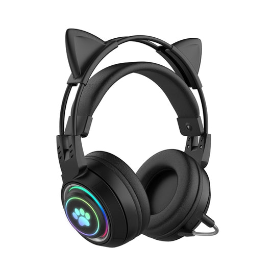 T25 RGB Stereo Cat Ear Bluetooth Wireless Headphones with Detachable Microphone(Black) - Headset & Headphone by PMC Jewellery | Online Shopping South Africa | PMC Jewellery