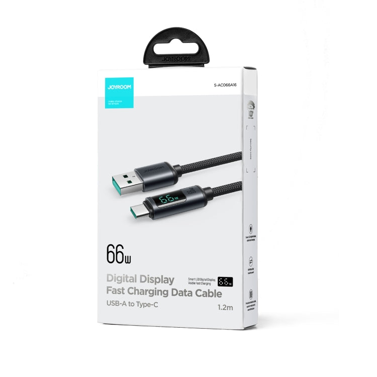 JOYROOM S-AC066A16 6A USB to USB-C / Type-C Digital Display Fast Charging Data Cable, Length:1.2m(Black) - USB-C & Type-C Cable by JOYROOM | Online Shopping South Africa | PMC Jewellery