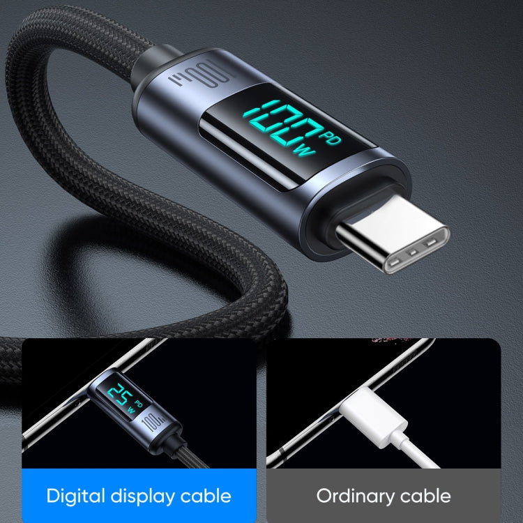 JOYROOM S-CC100A16 100W USB-C / Type-C to USB-C / Type-C Digital Display Fast Charging Data Cable, Length:1.2m(Black) - USB-C & Type-C Cable by JOYROOM | Online Shopping South Africa | PMC Jewellery