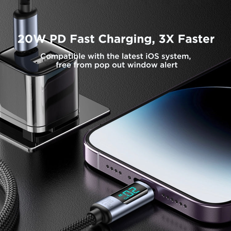 JOYROOM S-CL020A16 20W USB-C / Type-C to 8 Pin Digital Display Fast Charging Data Cable, Length:1.2m(Black) - 2 in 1 Cable by JOYROOM | Online Shopping South Africa | PMC TechLife