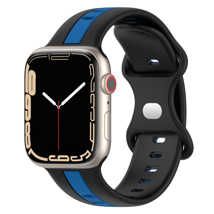 Nail Buckle Two-color Watch Band For Apple Watch Ultra 49mm / Series 8&7 45mm / SE 2&6&SE&5&4 44mm / 3&2&1 42mm(Black Blue) - Smart Wear by PMC Jewellery | Online Shopping South Africa | PMC Jewellery