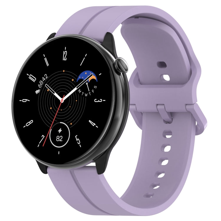 For Amazfit GTR Mini 20mm Flat Head Groove Reverse Buckle Silicone Watch Band(Light Purple) -  by PMC Jewellery | Online Shopping South Africa | PMC Jewellery