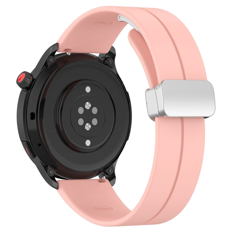 For Amazfit GTR 4 Magnetic Fold Clasp Silver Buckle Silicone Watch Band(Light Pink) -  by PMC Jewellery | Online Shopping South Africa | PMC Jewellery