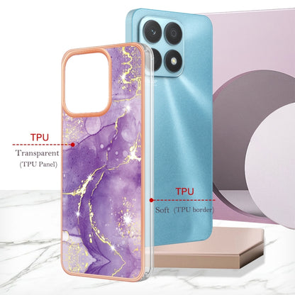 For Honor X8a Electroplating Marble Dual-side IMD Phone Case(Purple 002) - Honor Cases by PMC Jewellery | Online Shopping South Africa | PMC Jewellery