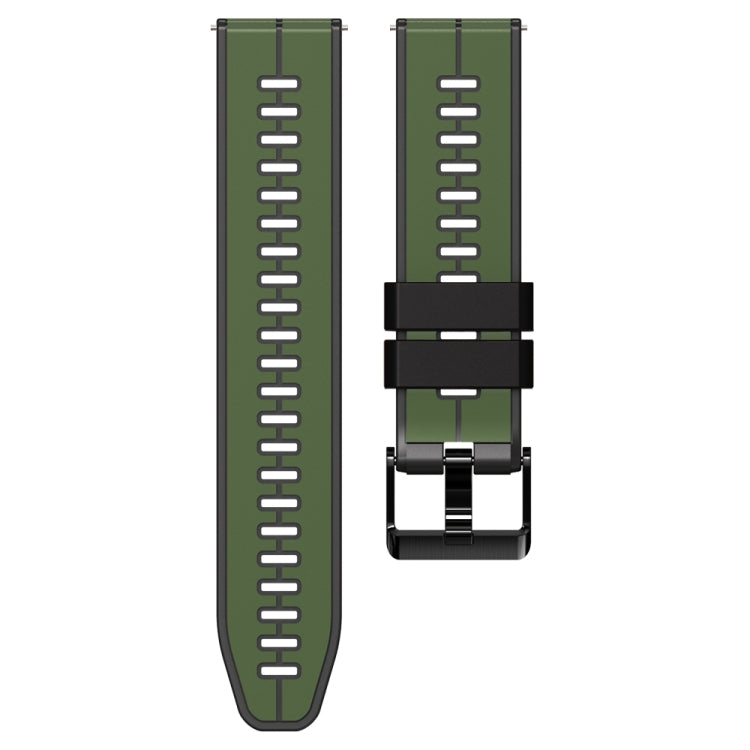 20mm Universal Vertical Line Two-Color Silicone Watch Band(Army Green+Black) - Smart Wear by PMC Jewellery | Online Shopping South Africa | PMC Jewellery