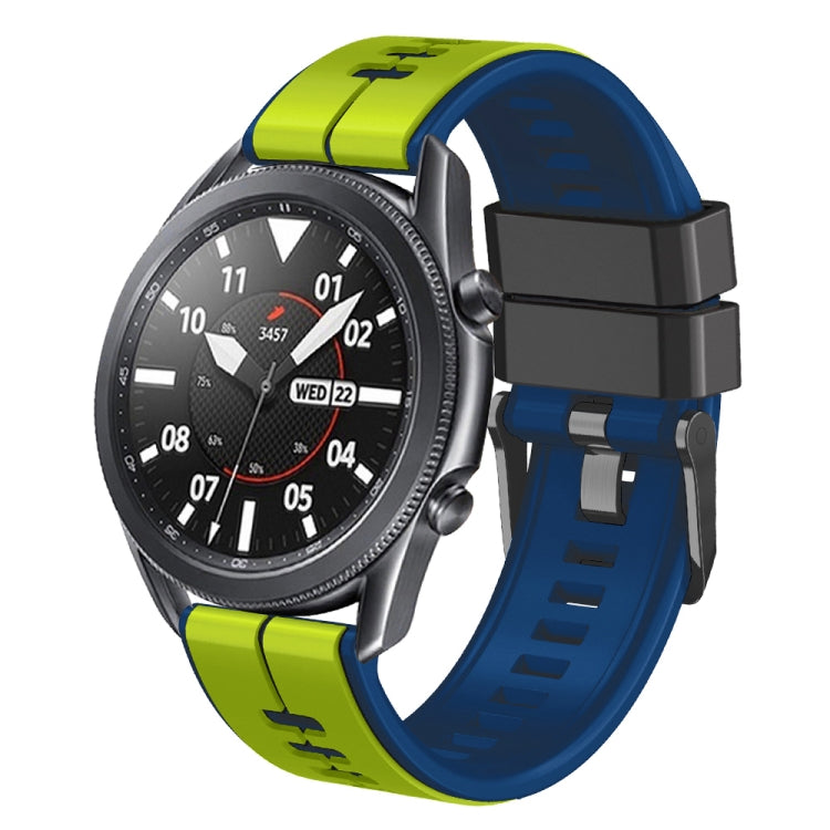 22mm Universal Vertical Line Two-Color Silicone Watch Band(Lime+Blue) - Smart Wear by PMC Jewellery | Online Shopping South Africa | PMC Jewellery