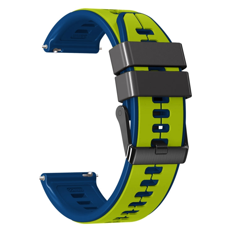 22mm Universal Vertical Line Two-Color Silicone Watch Band(Lime+Blue) - Smart Wear by PMC TechLife | Online Shopping South Africa | PMC TechLife
