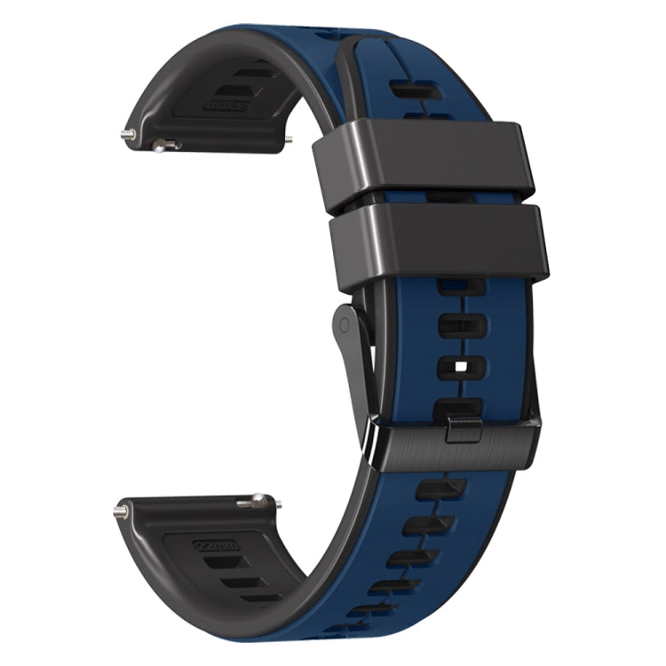 22mm Universal Vertical Line Two-Color Silicone Watch Band(Dark Blue+Black) - Smart Wear by PMC TechLife | Online Shopping South Africa | PMC TechLife