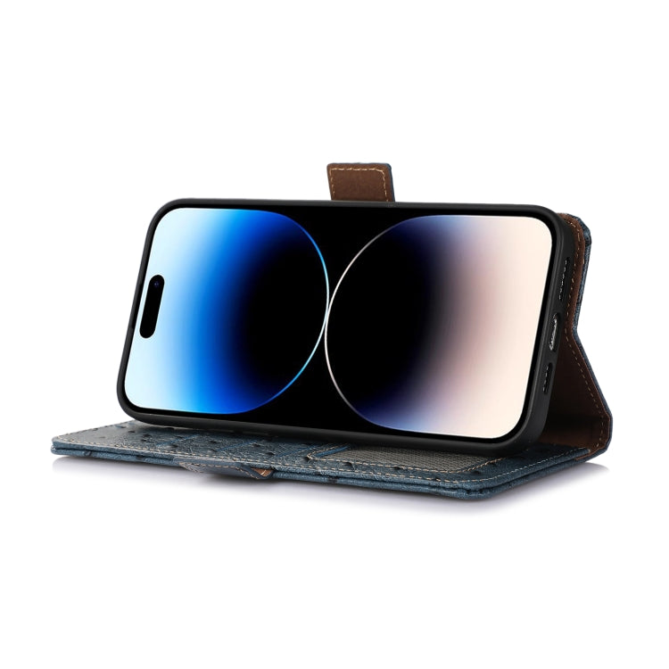 For Xiaomi Redmi Note 12 Turbo Ostrich Pattern Genuine Leather RFID Phone Case(Blue) - free shipping - PMC TechLife - Order now!