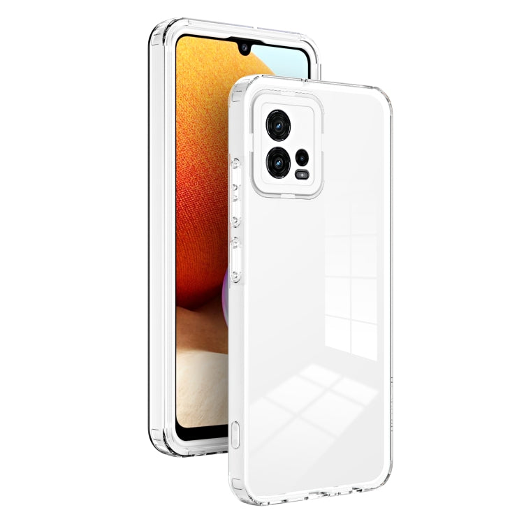 For Motorola Moto G72 5G 3 in 1 Clear TPU Color PC Frame Phone Case(White) - Motorola Cases by PMC Jewellery | Online Shopping South Africa | PMC Jewellery