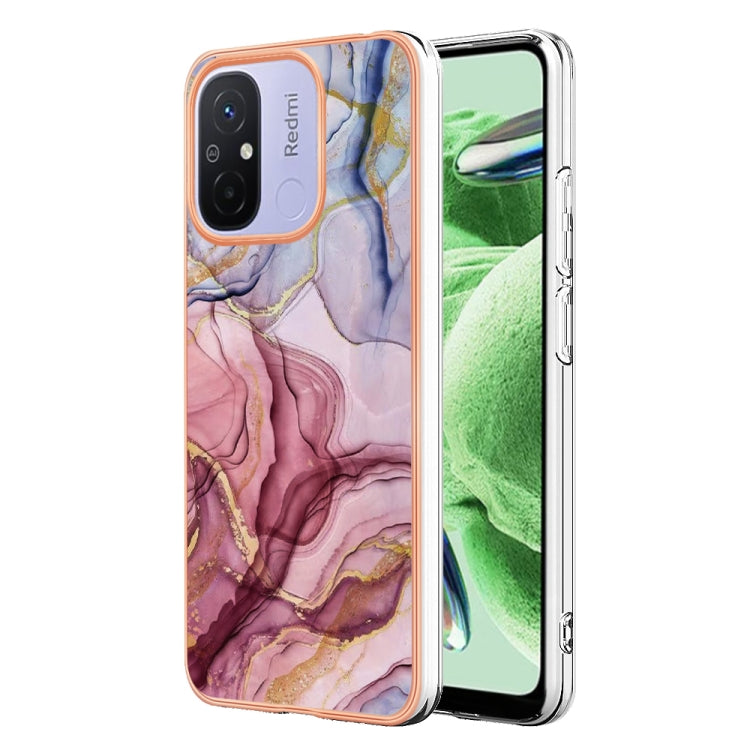 For Xiaomi Redmi 12C/11A 4G Global Electroplating Marble Dual-side IMD Phone Case(Rose Red 014) - free shipping - PMC TechLife - Order now!