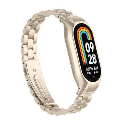 For Xiaomi Mi Band 8 Integrated Metal Case + Three-bead Watch Band(Starlight Color) - Smart Wear by PMC Jewellery | Online Shopping South Africa | PMC Jewellery