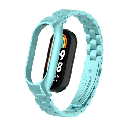 For Xiaomi Mi Band 8 Integrated Metal Case + Three-bead Watch Band(Cloud Blue) - Smart Wear by PMC Jewellery | Online Shopping South Africa | PMC Jewellery