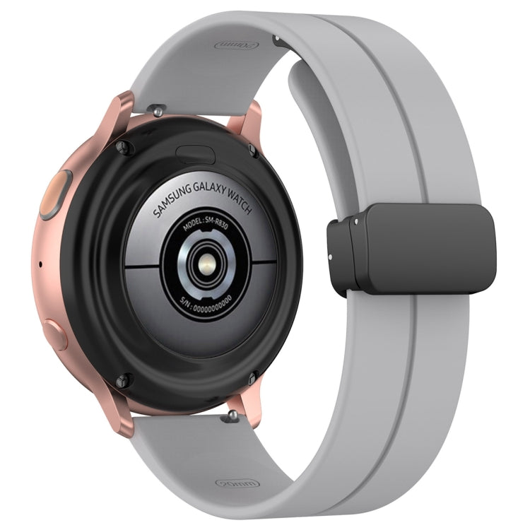 20mm Universal Flat Head Groove Folding Black Buckle Silicone Watch Band(Light Grey) - Smart Wear by PMC TechLife | Online Shopping South Africa | PMC TechLife