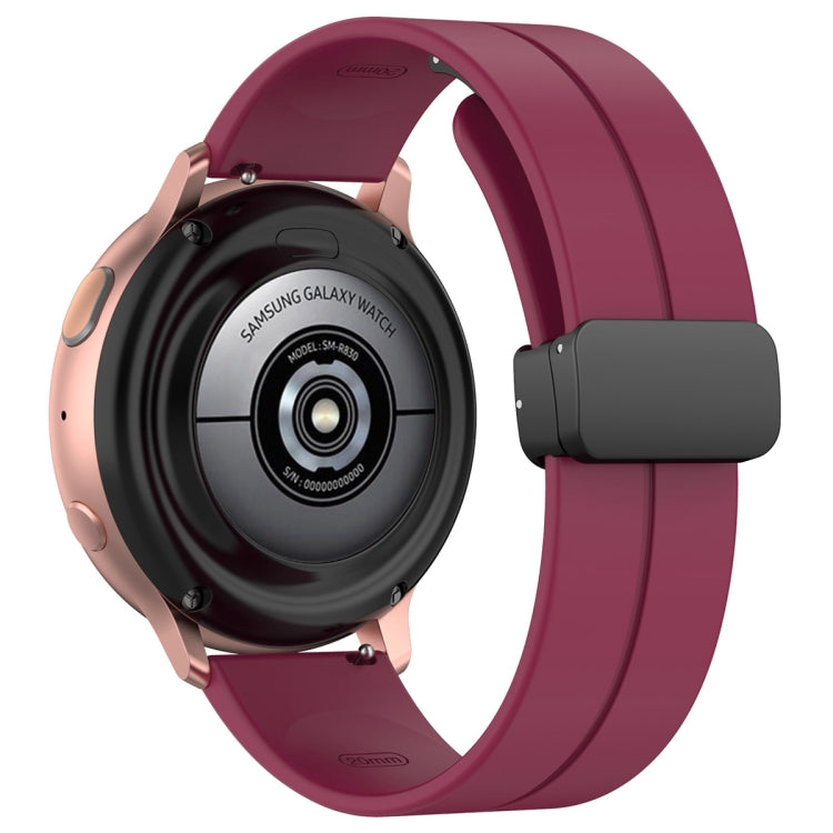 22mm Universal Flat Head Groove Folding Black Buckle Silicone Watch Band(Wine Red) - Smart Wear by PMC TechLife | Online Shopping South Africa | PMC TechLife