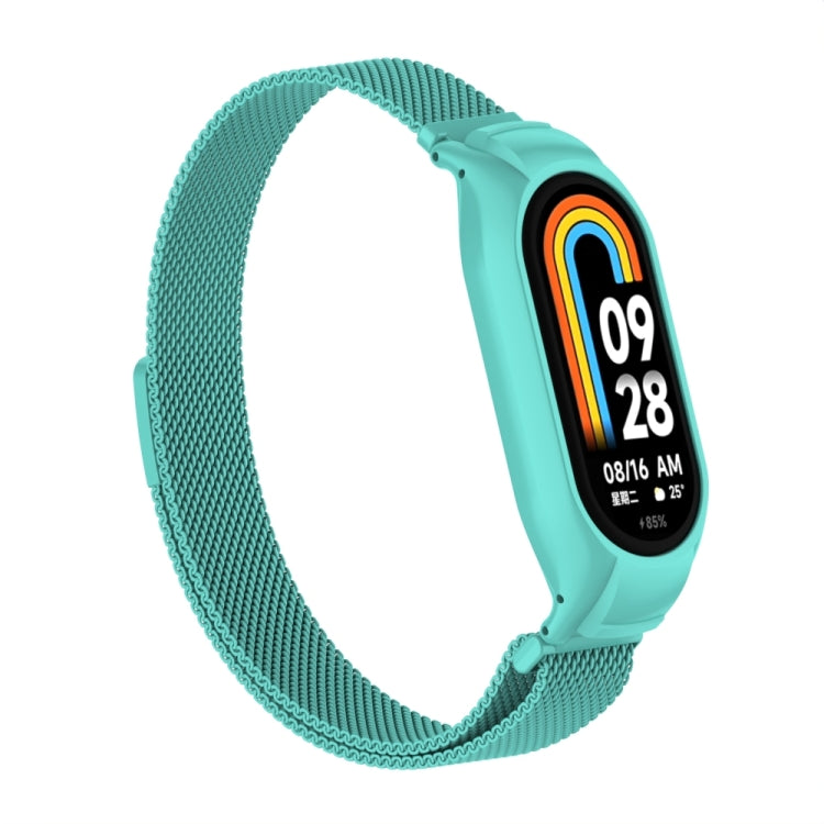 For Xiaomi Mi Band 8 Integrated Metal Case + Milanese Magnetic Watch Band(Tiffany Blue) - Smart Wear by PMC Jewellery | Online Shopping South Africa | PMC Jewellery