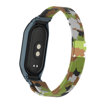 For Xiaomi Mi Band 8 Integrated Metal Case + Milanese Magnetic Watch Band(Grass Green) - Smart Wear by PMC Jewellery | Online Shopping South Africa | PMC Jewellery