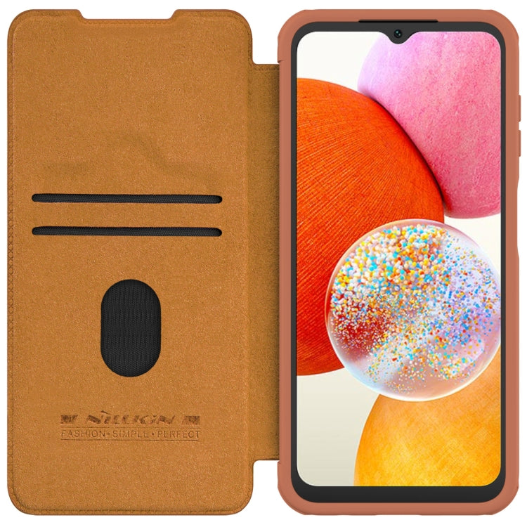 For Samsung Galaxy A14 4G NILLKIN QIN Series Pro Sliding Camera Cover Design Leather Phone Case(Brown) - Galaxy Phone Cases by NILLKIN | Online Shopping South Africa | PMC Jewellery