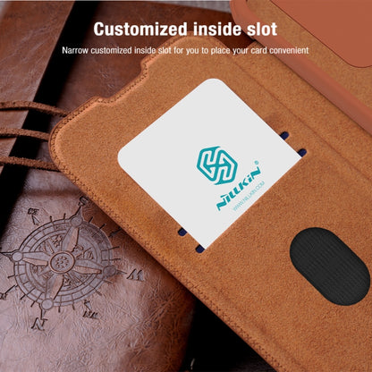 For Samsung Galaxy A14 4G NILLKIN QIN Series Pro Sliding Camera Cover Design Leather Phone Case(Brown) - Galaxy Phone Cases by NILLKIN | Online Shopping South Africa | PMC Jewellery