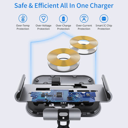 For Samsung Galaxy Z Fold4 / 3 / 2 S8 Dual Coil Car Phone Holder Wireless Charger(Iron Gray) - Wireless Charger Holders by PMC Jewellery | Online Shopping South Africa | PMC Jewellery