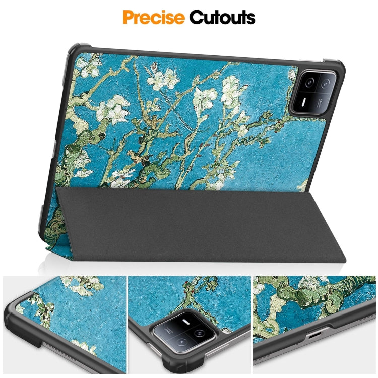 For Xiaomi Pad 6 / 6 Pro Custer Painted 3-Fold Stand Leather Smart Tablet Case(Apricot Blossom) - free shipping - PMC TechLife - Order now!