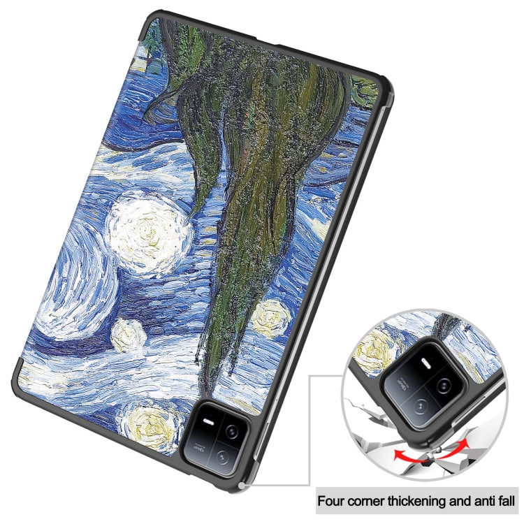 For Xiaomi Pad 6 / 6 Pro Custer Painted 3-Fold Stand Leather Smart Tablet Case(Starry Sky) - free shipping - PMC TechLife - Order now!