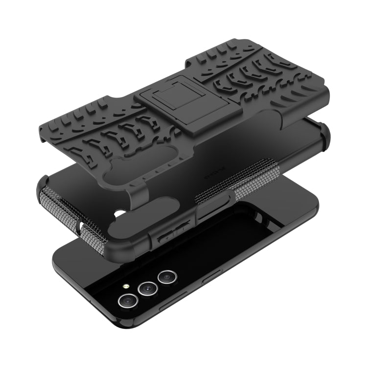 For Samsung Galaxy A24 4G Tire Texture TPU + PC Phone Case with Holder(Black) - free shipping - PMC TechLife - Order now!