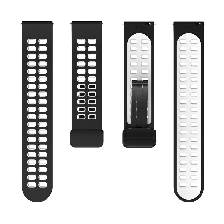 22mm Double-row Hole Folding Black Buckle Two-color Silicone Watch Band(Black White) - Smart Wear by PMC Jewellery | Online Shopping South Africa | PMC Jewellery