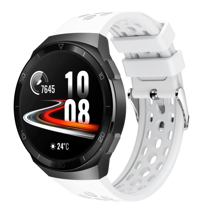 For Huawei Watch GT 2e Solid Color Round Hole Silicone Watch Band(White) - Smart Wear by PMC TechLife | Online Shopping South Africa | PMC TechLife
