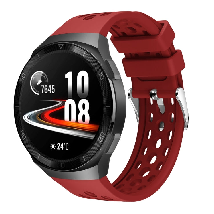 For Huawei Watch GT 2e Solid Color Round Hole Silicone Watch Band(Red) - Smart Wear by PMC Jewellery | Online Shopping South Africa | PMC Jewellery