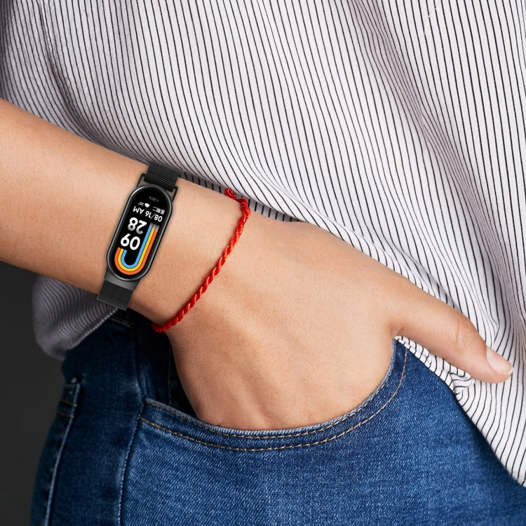 For Xiaomi Mi Band 8 Milanese Metal Watch Band(Black) - Smart Wear by PMC Jewellery | Online Shopping South Africa | PMC Jewellery