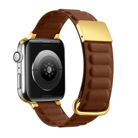 Magnetic Reverse Buckle Watch Band For Apple Watch Series 8&7 41mm(Saddle Brown) - Smart Wear by PMC Jewellery | Online Shopping South Africa | PMC Jewellery