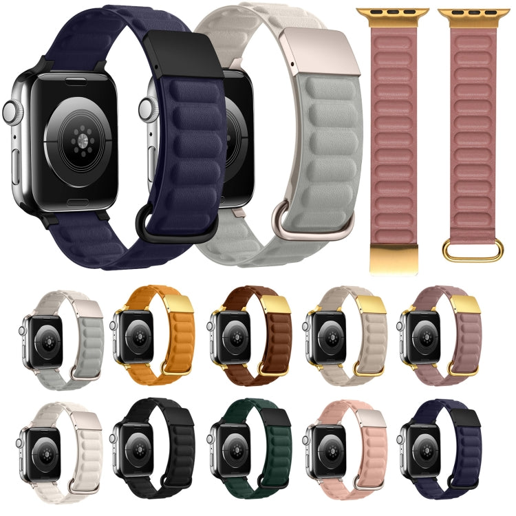 Magnetic Reverse Buckle Watch Band For Apple Watch Series 8&7 41mm(Rose Gold) - Smart Wear by PMC Jewellery | Online Shopping South Africa | PMC Jewellery