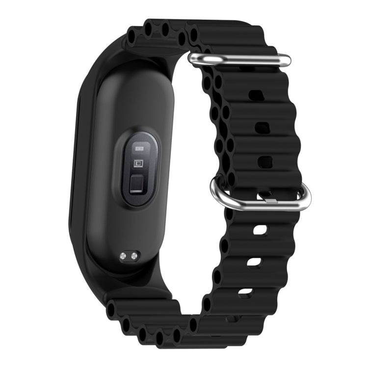 For Xiaomi Mi Band 7 / 6 / 5 / 4 / 3 Solid Color Marine Silicone Breathable Watch Band(Black) - Smart Wear by PMC Jewellery | Online Shopping South Africa | PMC Jewellery