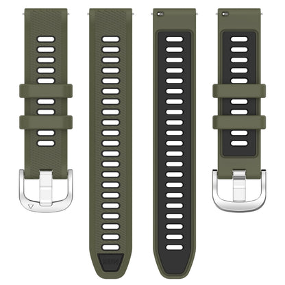 For Garmin Forerunner 265S 18mm Sports Two-Color Steel Buckle Silicone Watch Band(Army Green+Black) - Smart Wear by PMC Jewellery | Online Shopping South Africa | PMC Jewellery