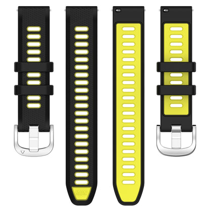 For Garmin Forerunner 265S 18mm Sports Two-Color Steel Buckle Silicone Watch Band(Black+Lime Green) - Smart Wear by PMC Jewellery | Online Shopping South Africa | PMC Jewellery