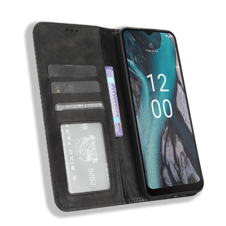 For Nokia C22 Magnetic Buckle Retro Texture Leather Phone Case(Black) - Nokia Cases by PMC Jewellery | Online Shopping South Africa | PMC Jewellery