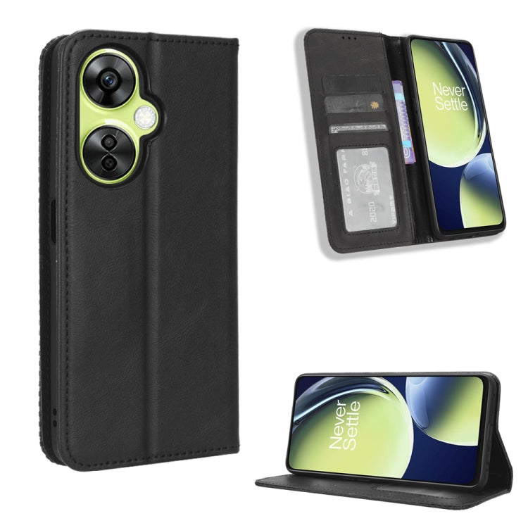 For OnePlus Nord CE 3 Lite Magnetic Buckle Retro Texture Leather Phone Case(Black) - free shipping - PMC TechLife - Order now!