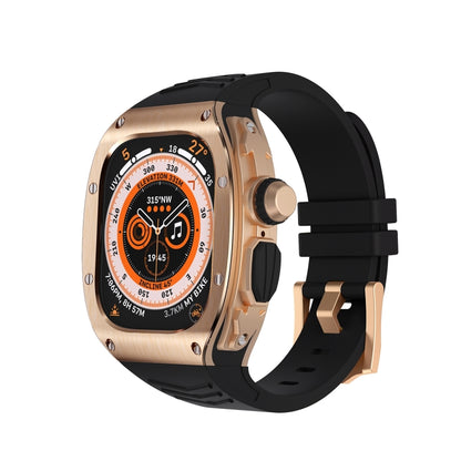 For Apple Watch Ultra 49mm Armor Stainless Steel Case TPU Watch Band(Rose Gold Black) -  by PMC Jewellery | Online Shopping South Africa | PMC Jewellery