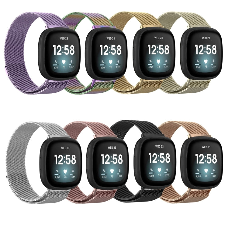 For Fitbit Versa 4 Milanese Magnetic Metal Weave Watchband, Small Size(Gold) -  by PMC TechLife | Online Shopping South Africa | PMC TechLife
