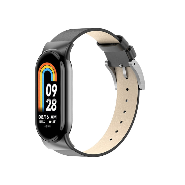 For Xiaomi Mi Band 8 Leather Replacement Watch Band(Black) -  by PMC TechLife | Online Shopping South Africa | PMC TechLife