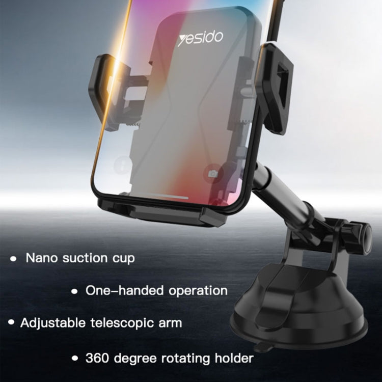 Yesido C40 Car Foldable 360 Degree Rotation Automatic Clip Phone Holder(Black) - Car Holders by Yesido | Online Shopping South Africa | PMC Jewellery